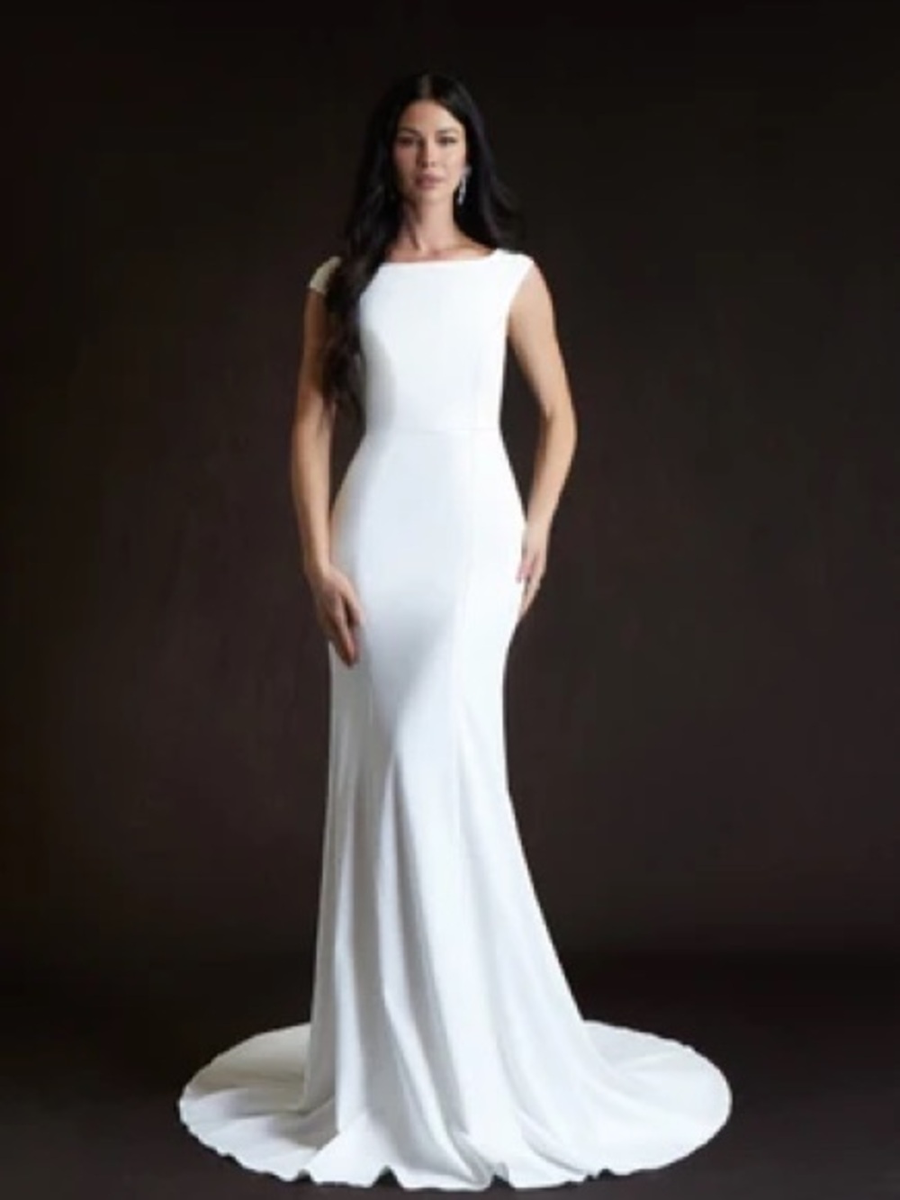 Elegant White Boatneck Mermaid Gown